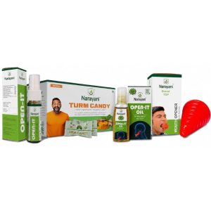 Narayani's Mouth Opening Kit for Sub-Mucus Fibrosis – 60 Turm Candy, 3 Open It Spray, 2 Open it Oil, 1 Mouth Opener