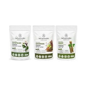 Neel Ayurvedics Sitopaladi, Shudarshan & Giloy Powder || Pack Of 100 Gms Each || Useful For Cough Cold