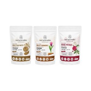 Neel Ayurvedics Multani Mitti 250g, Kasturi Haldi 50g & Rose Powder 50g || Useful For Skin Glow